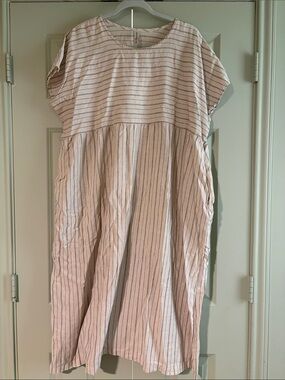 Eli & Barry Tea Striped Cotton Midi Dress in Cream and Black, OS2 (2x)